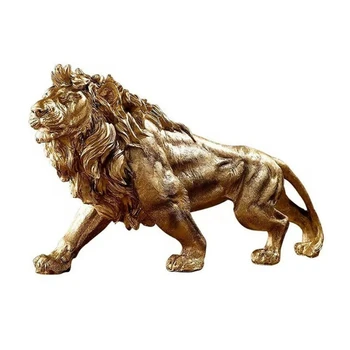 Скулптура на лъв, декоративна статуя от смола, модерна статуетка на животното от смола, за украса на хола, офис за подарък или колекция от