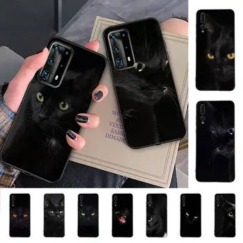 Сладък калъф за телефон с черна котка за Huawei P30 40 20 10 8 9 lite pro plus Psmart2019