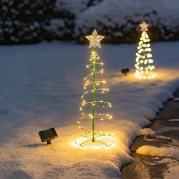 Слънчевата Коледно дърво, градинска градински поставка, градински led наземна лампа, венец, водоустойчива IP65, звездна лампа, декоративна лампа