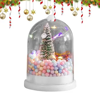 Снежна сцена, мини-подаръци, Коледна елха, Коледна украса, Коледна елха в стъклен купола, цветна изкуствена елха за Коледа