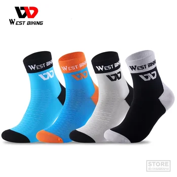 Спортни чорапи WEST BIKING за велоспорта, нескользящие, контрастен цвят, Средна тръба за баскетбол, футбол, Унисекс, Компресия 