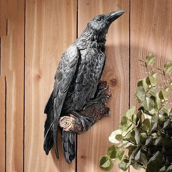 Статуята на фалшиви Врана от смола, скулптура птица Гарван, Улични враните, декор за Хелоуин, креативен и за декорация на градината и двора животни