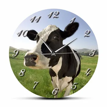 Стенни Декоративни Часовници Highland Cow Country За млечни крави, Безшумни, Не Тикающие Стенни часовници Mistal Farmhouse Кухня Decor Clock