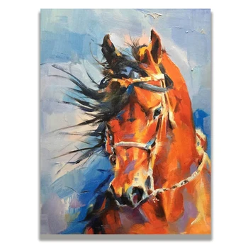 Стенни картини с изображение на главата на коня, плакат, живопис, стенни картини за всекидневната, ръчно Рисувани, Декоративно платно с животни, без рамка