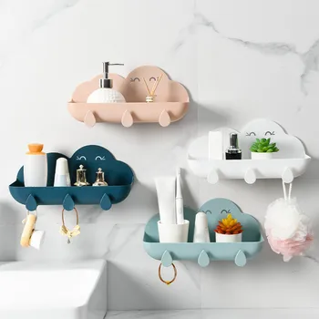 Стенни рафта във форма на креативно облак, мултифункционални козметични рафтове за зъбни чаши в банята, стелажи за съхранение на всички всячины
