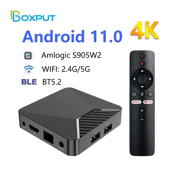 ТЕЛЕВИЗИОННА конзола iATV Q5 Plus Amlogic S905W2 Android11.0 BT5.2 4K HDR 2,4 G/5G WiFi Смарт телеприставка С гласов контрол мултимедиен плейър 2 GB 16 GB
