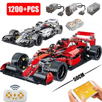Техническа високо-технологична Формула F1 с дистанционно управление Moter Power Building Block, високата състезателна кола, MOC Bricks, играчка за момчета, подарък