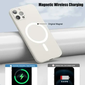 Течен Силиконов Калъф за Магнит за iPhone 12 12Pro 11 Pro Max 11Pro X Xr Xs 7 8 Plus Mini SE Безжично Зарядно Устройство Magsafing Мека Капачка