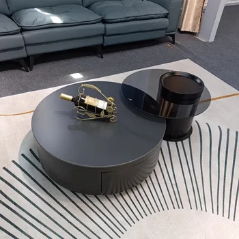 Уникални дизайнерски холни маси Кръгли масички в скандинавски естетически минимализме Прости черни предмети от интериора на Купето