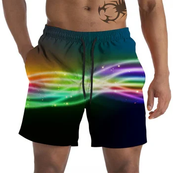 Цветни Мъжки Летни Плажни Плувни Панталони Шорти За Сърф Бързи Ретро Бански Ежедневни Удобни Плажни Къси Панталони Стръмни Ледени Шорти