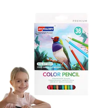 Цветни моливи за деца, Цветни моливи за художници, набор от пособия за рисуване за ученици, 24/36 цвята, книжка за Оцветяване