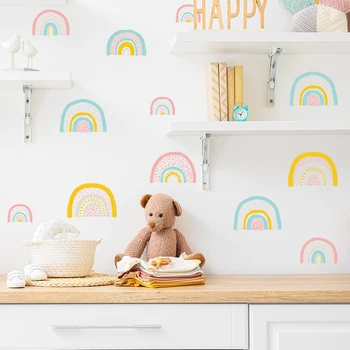 Цветни преливащи се цветове етикети Funlife® с различни размери, водоустойчиви PVC, стикери за стена със собствените си ръце и за декорация на детска стая