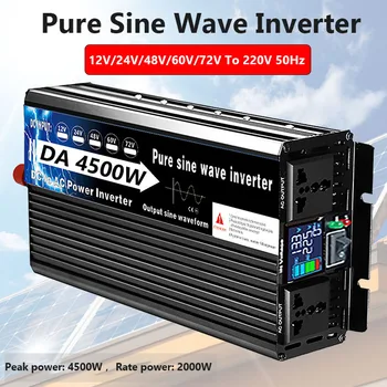 Чиста Синусоидална Инвертор 12/24 до 220 v 50 Hz Слънчев Автомобилен Инвертор Преносими захранващи Блокове Преобразувател на Постоянен Ток В Променлив С Led Екран 2 Контакти