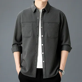 Яке за мъже брандираната ежедневни модерна мъжка риза с дълги ръкави, яке