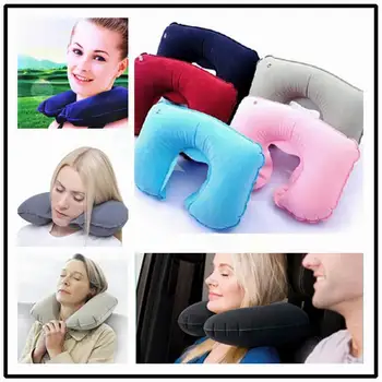 автомобилната въздушна възглавница за сън по време на полет, въздушни надуваема възглавница за шията, U-образна възглавница за къмпинг надуваема възглавница за врата, надуваема облегалка за почивка