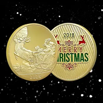 1БР Мемориал Медал на весела Коледа Карикатура на Дядо Коледа Треньорът се Лосове Монети с Колекционерска стойност Начало Декор Занаяти Щастлив Икона за Подарък