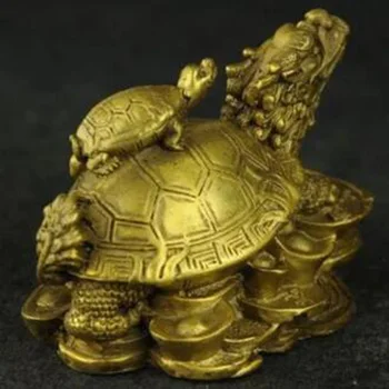 SCY + ++ Сложна китайска статуетка от месинг, ръчно изработени, благоприятна статуетка на дракон-костенурка на съдбата