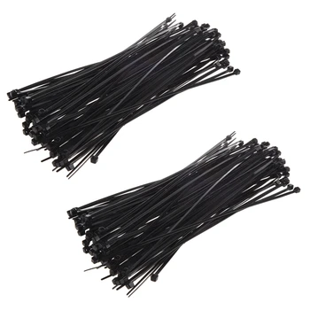 Горещи 8-инчов пластмасови кабелни превръзки с цип, 200 броя в опаковка (черни)