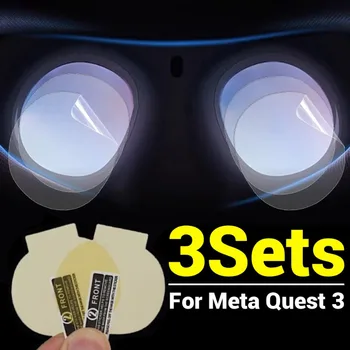 За Meta Quest 3 VR Слушалки, каска, лещи, защитни фолиа, защита от надраскване, пълно покритие, мека защитно покритие на камерата за Meta Quest 3