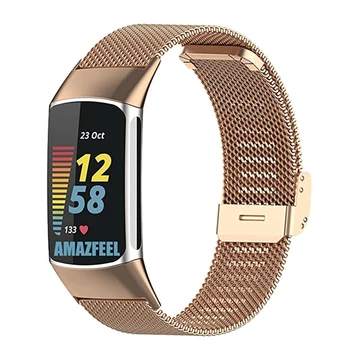 Качествен каишка от милански мрежа за Fitbit Charge 6 5, Женски мъжка гривна за часовника от неръждаема стомана, контур за каишка за Fitbit Charge 5 6.