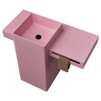Мивка на стойка Hxl, едно парче етаж мивка от изкуствен камък Corian, розово мивка