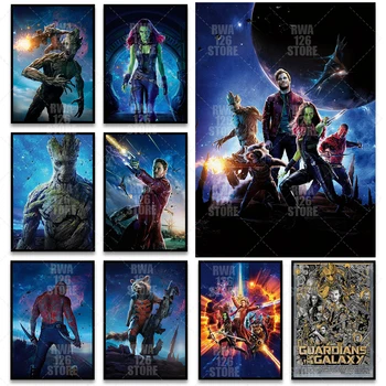 Пазителите На Галактиката Плакат На Филма The Avengers Супергерой Платно Картина Филм Монтиране На Изкуството На Фреската Хол Декорация На Дома
