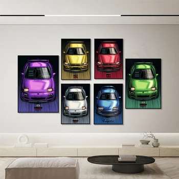 Ретро Класически Jdm Nissan Skyline R34, Mazda RX7 JDM, Skyline GTR R33 Плакатная Печат на Автомобила Хладно Начало Декор Плакат на Платното за Подарък
