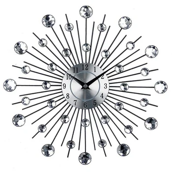 Старинните Метални Художествени Стенни часовници Sunburst с кристали Разкошен Диамант, Големи Стенни часовници Morden Дизайн Часа Начало Декор