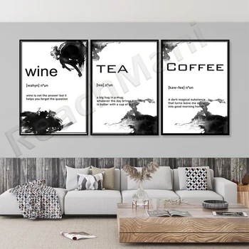 стенни табела с името на чай, съществително вино, съществително кафе, украса чайна, така нареченият типографски платно, знак за кухня, плакати с цитати